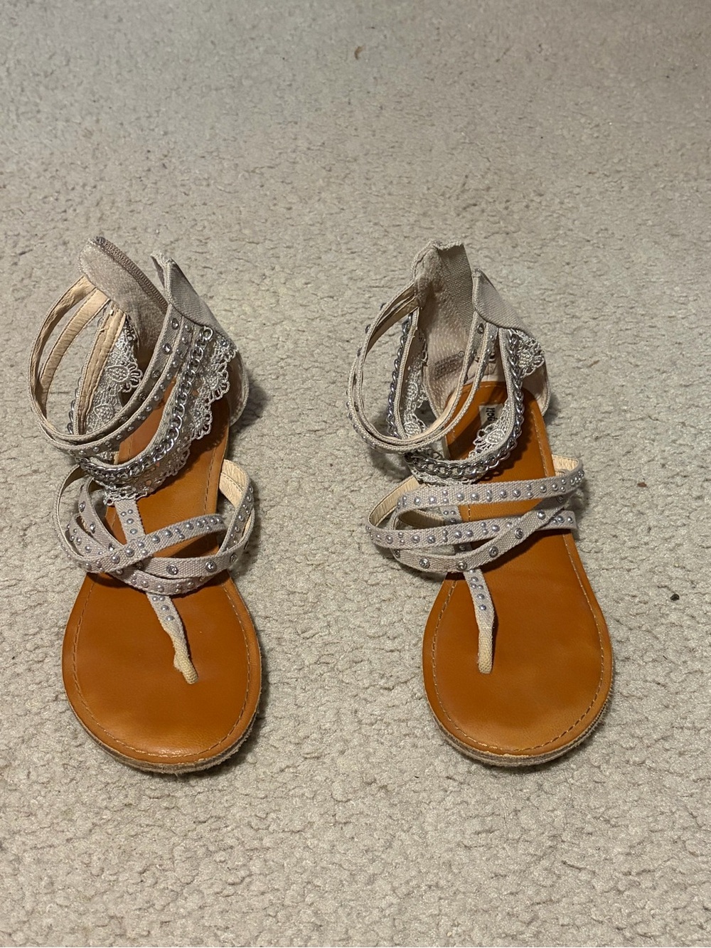 Not Rated Beige Lace & Stud Gladiator Sandals